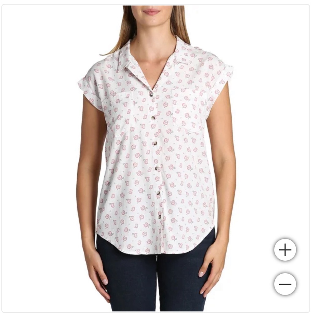 New with tags ! Jachs Girlfriend Ladies' Short Sleeve Blouse, White, pattern